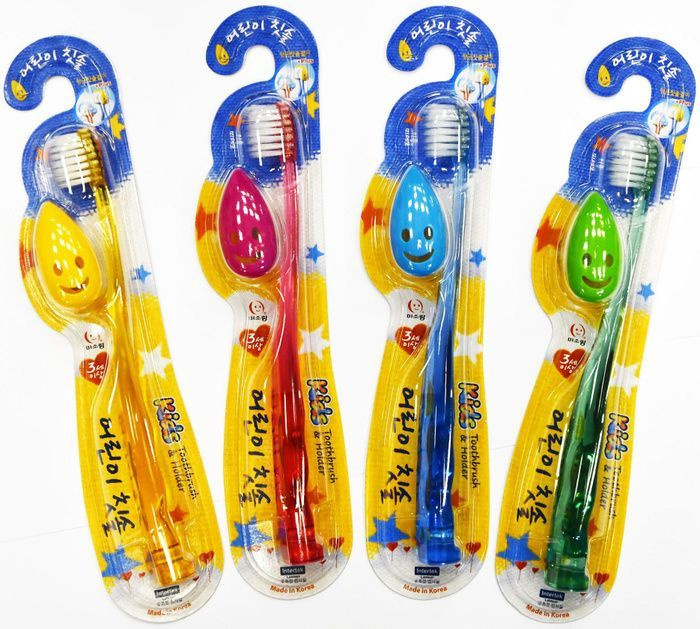 Набор детских зубных щеток с колпачком и держателем, Misorang Toothbrush Wang Ta, 4 шт.  #1
