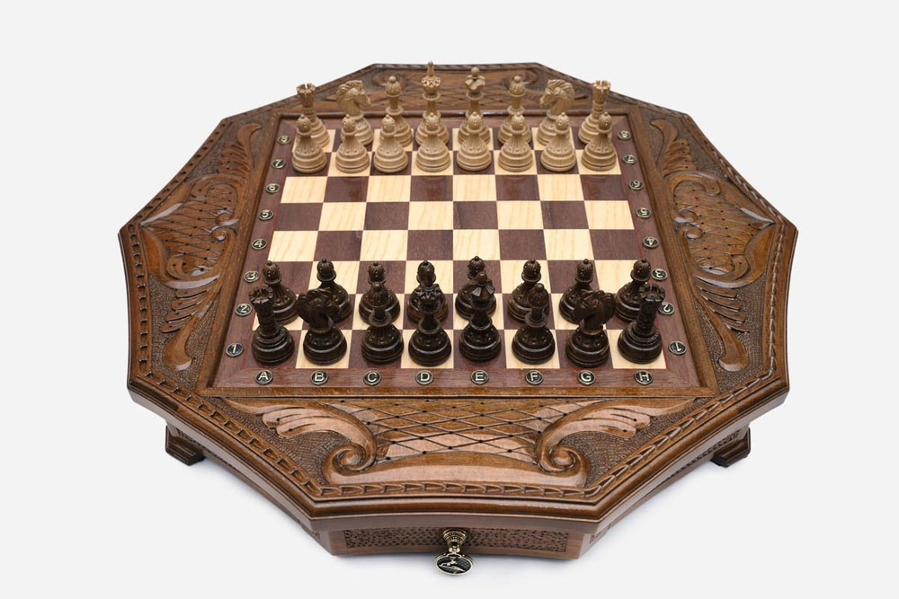 Резные шахматы "10 Углов" -  Настольная игра #1