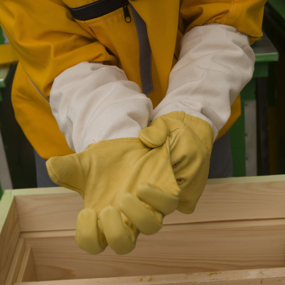 Перчатки пчеловода XL / перчатки пчеловода кожаные с нарукавниками 9 размер/ для пасечника  #1