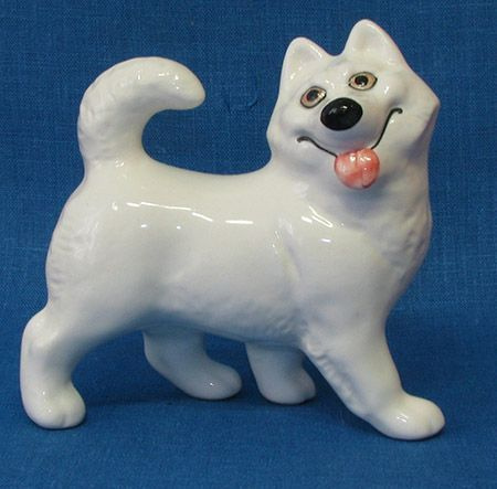 Хаска (окрас белый) фигурка собаки из фарфора #1