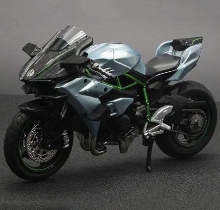 Модель коллекционная мотоцикла Kawasaki, масштаб 1:12, 18 см, инерционный, металлический, со световыми #1