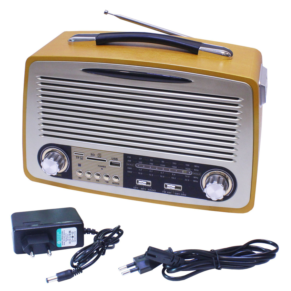 Bluetooth радиоприемник в стиле "Ретро" Kemai MD-1700BT золотой (с блоком питания DC 6V 1А в комплекте) #1