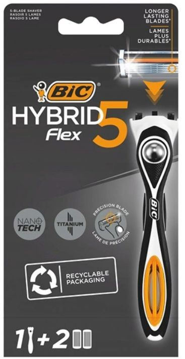 Bic Бритвенный станок Flex 5 Hybrid, 3 лезвия, 2 сменные кассеты #1