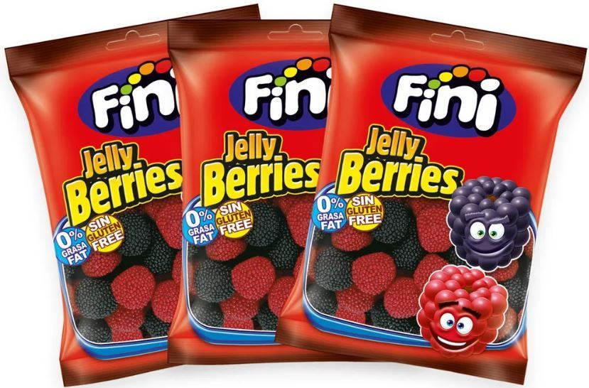 Мармелад жевательный Fini Jelly Berries Фини Красные и Черные ягоды в обсыпке, 3 шт * 90 гр, Испания #1