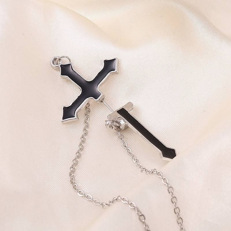 Серьги крест с цепочкой, женские и мужские #1