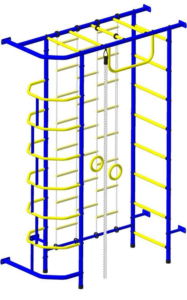 Детский спортивный комплекс "Пионер 9Л" сине/жёлтый, крепится к стене, до 100 кг  #1
