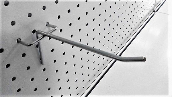 Крючок оцинкованный одинарный, шаг 50 (для перфорированных стеллажей) 150 мм (d - 4 mm) - 10 шт  #1