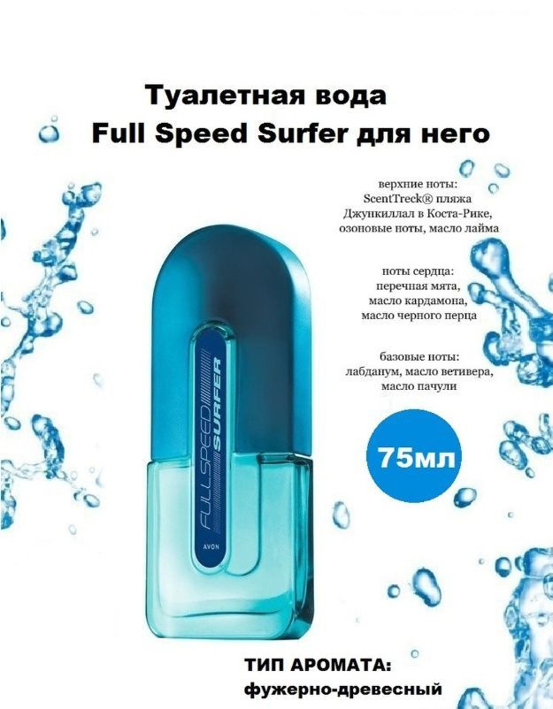 Avon Туалетная вода Full Speed Surfer для него, 75 мл -Эйвон #1