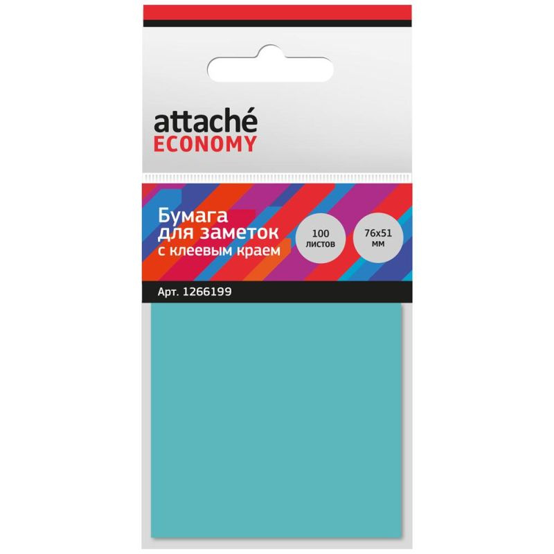 Стикеры Attache Economy с клеевым краем 76x51 мм, неоновый синий, 2шт  #1
