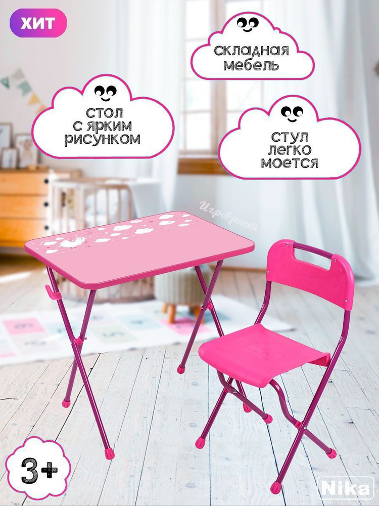 Комплект детской складной мебели стол и стул Nika КА2/Р ламинированный с рисунком  #1