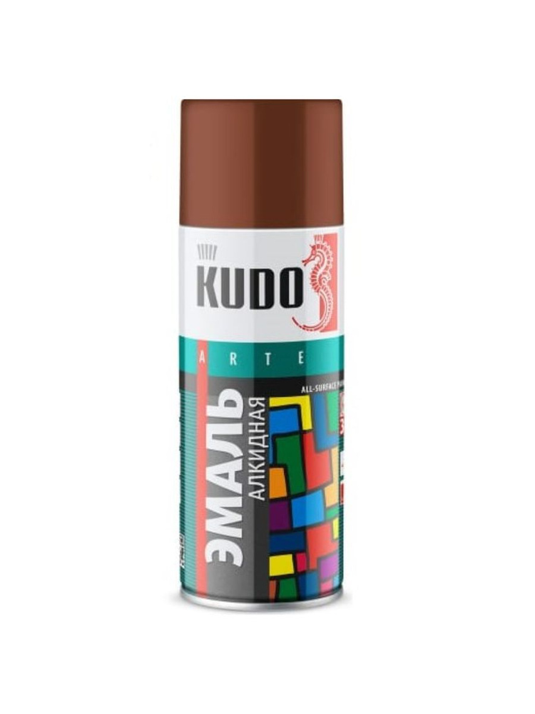 Аэрозольная краска KUDO "Эмаль универсальная высокопрочная RAL в баллончике", Алкидная, 0.52 л, Какао #1