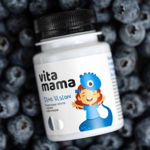 Жевательные таблетки с черникой и каротиноидами Dino Vision серии Vitamama, 60 таблеток по 600 мг  #1