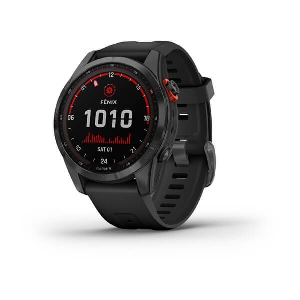 Часы Garmin FENIX 7S Solar серый с черным силиконовым ремешком (010-02539-13)  #1