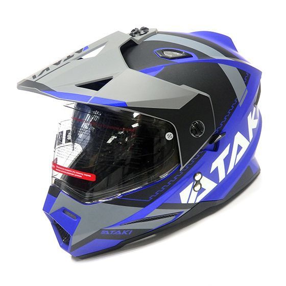 Мотард шлем эндуро ATAKI JK802 кроссовый мотошлем с визором SPLASH M(57-58) синий/серый матовый  #1