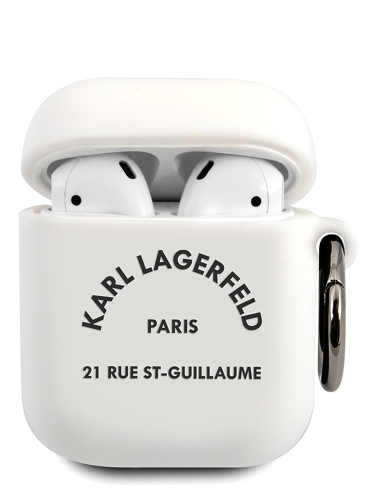 Чехол Karl Lagerfeld Silicone на беспроводные наушники Apple Airpods 1, 2 / для Аипордс 1, 2 с покрытием #1