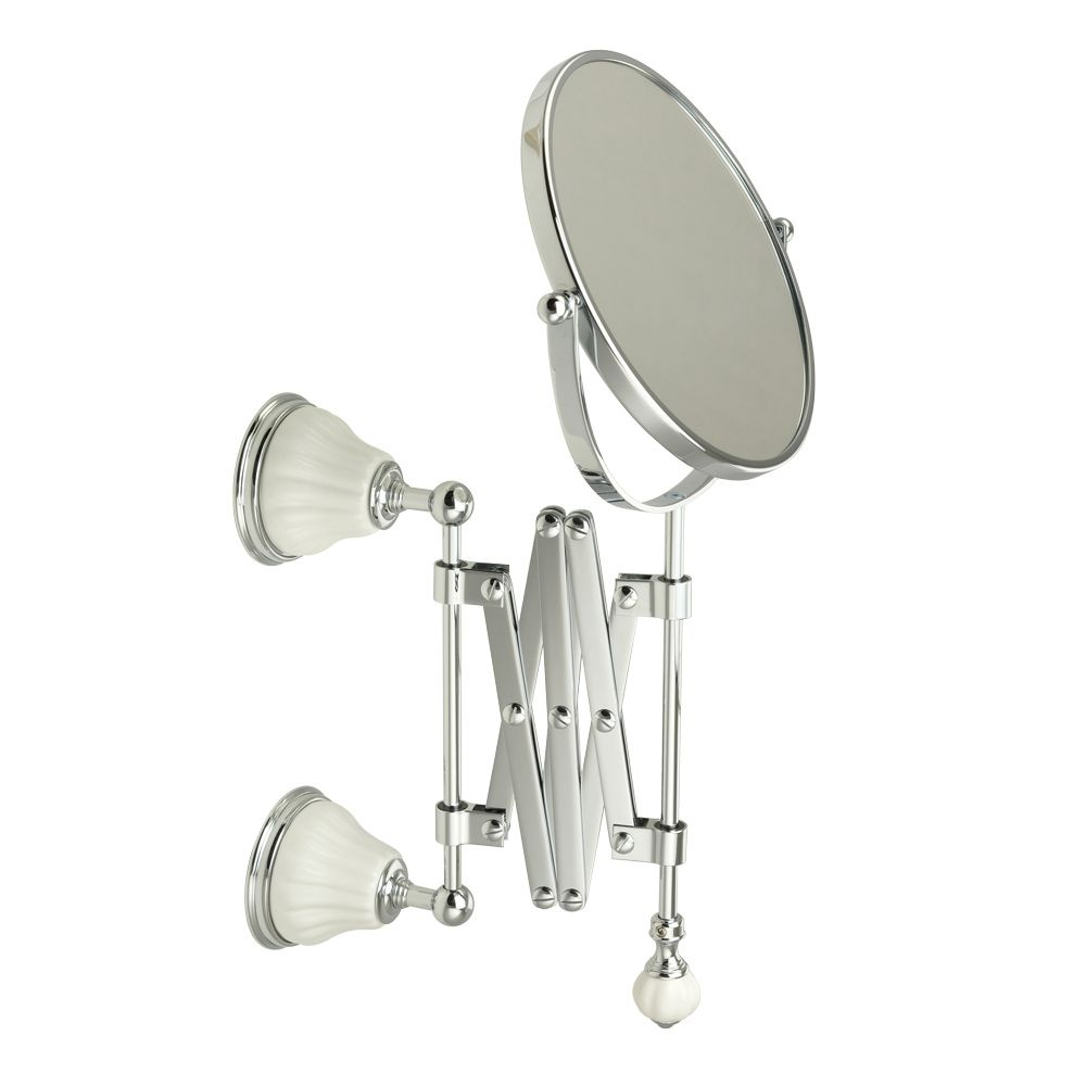 OLIVIA Зеркало оптическое настенное пантограф, L23-63 см. керамика белая, хром  #1