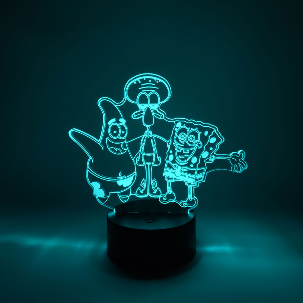 LED ночник Губка Боб, Патрик Стар, Сквидвард Тентаклс / SpongeBob, Patrick, Squidward Tentacles из мультфильма #1