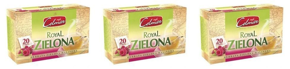 CELMAR Чай Green tea Royal Green raspberry, 20 пак по 1,7 г, 3 уп #1