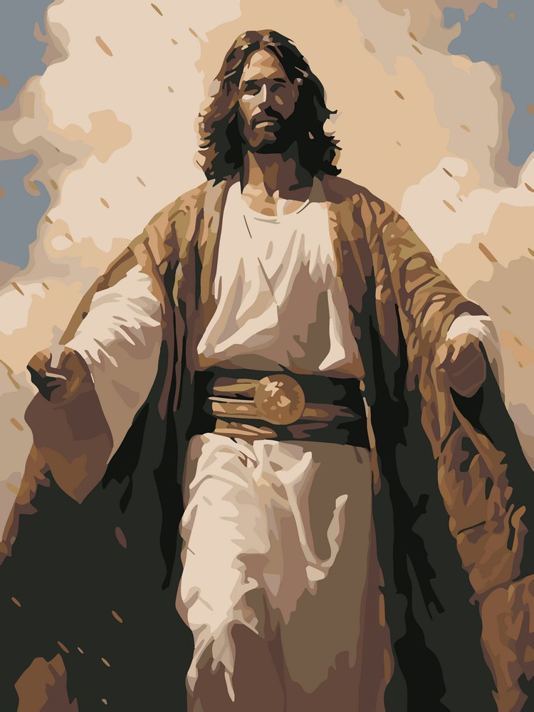 Картина по номерам Hobruk "Иисус Христос", на холсте на подрамнике 40х50, раскраска по номерам, набор #1
