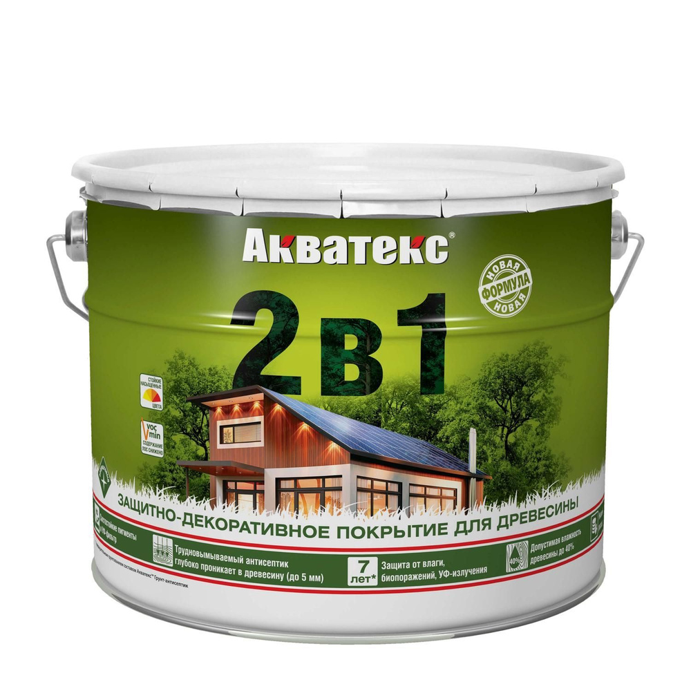 Текстурное покрытие Акватекс 2в1 для дерева орех, 9л (грунт-антисептик; декоративное покрытие, защита #1
