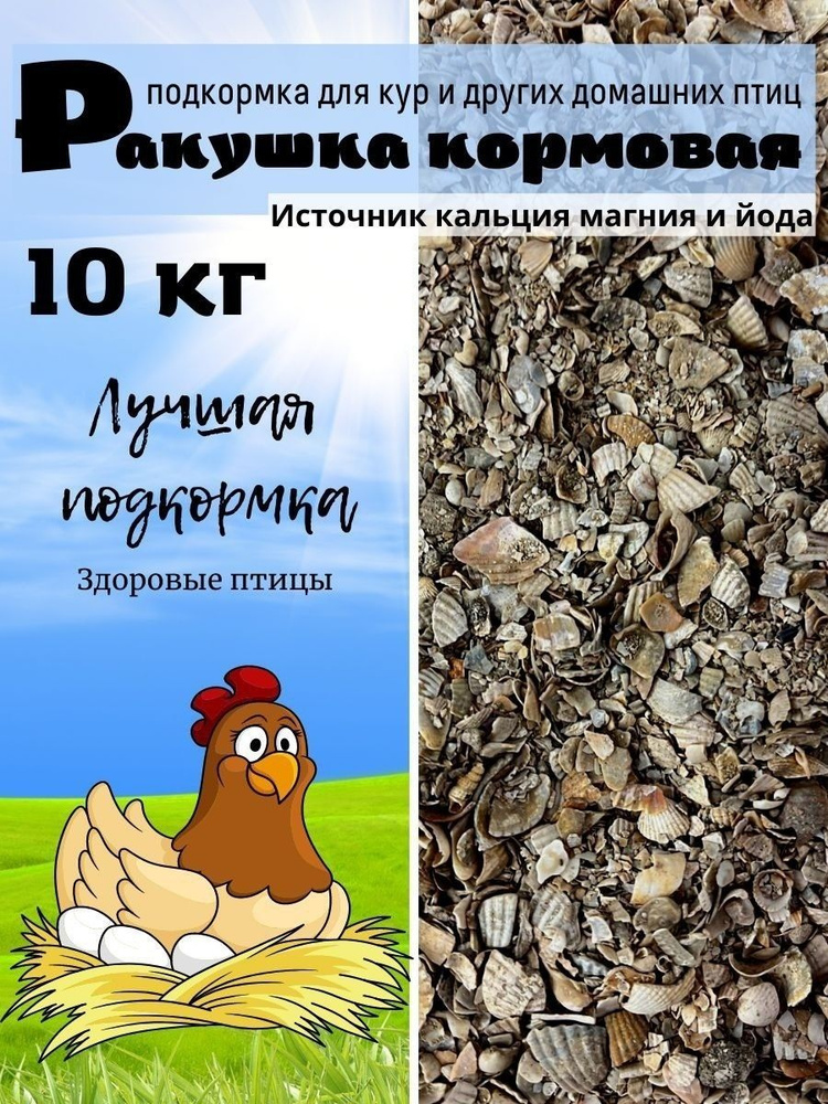 Ракушка кормовая 10кг. Подкормка для сельхозживотных #1