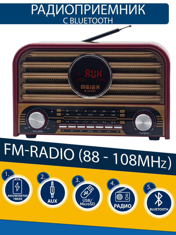 Радиоприемник MEIER M-2032BT red #1