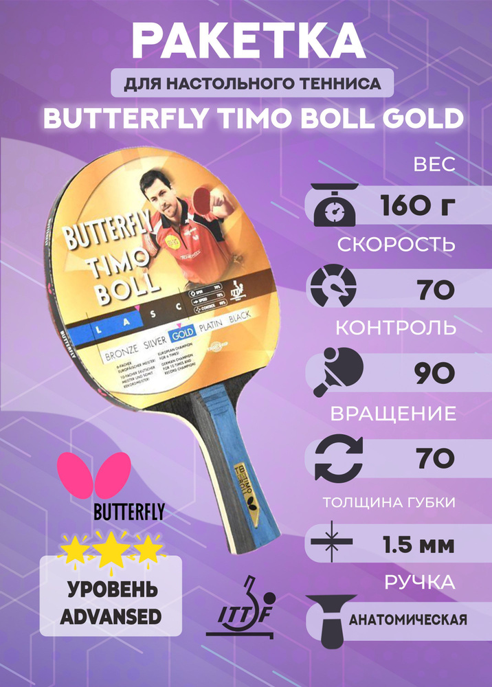 Ракетка для настольного тенниса Butterfly Timo Boll Gold #1