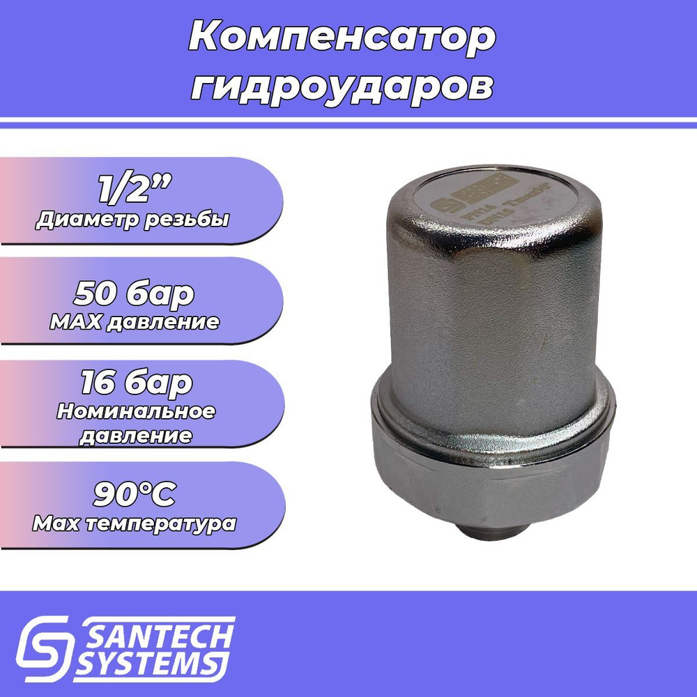 Компенсатор гидроударов SantechSystems - 1/2" (НР, Рн 16-50 бар) #1