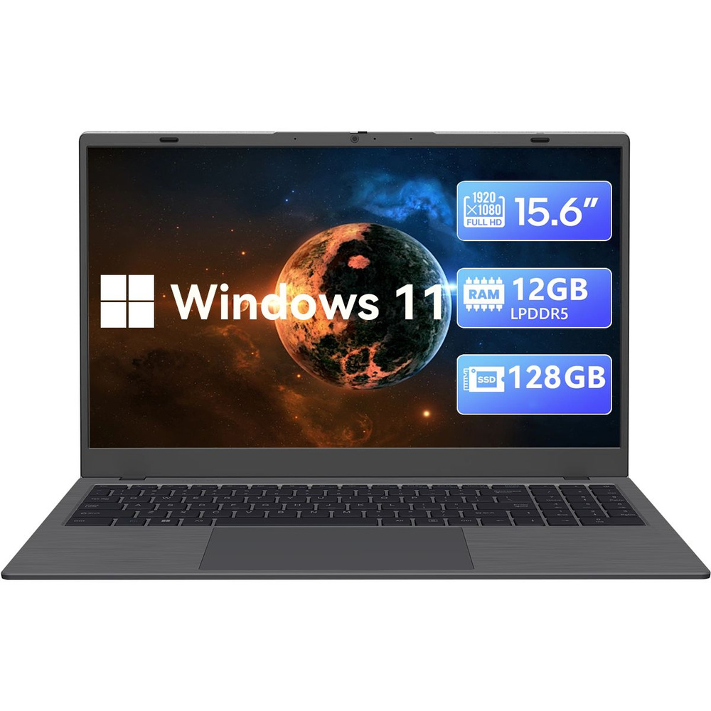 OEM NT48 Ноутбук 15.6", RAM 12 ГБ, SSD 128 ГБ, Intel UHD Graphics, Windows Pro, черный, Русская раскладка #1