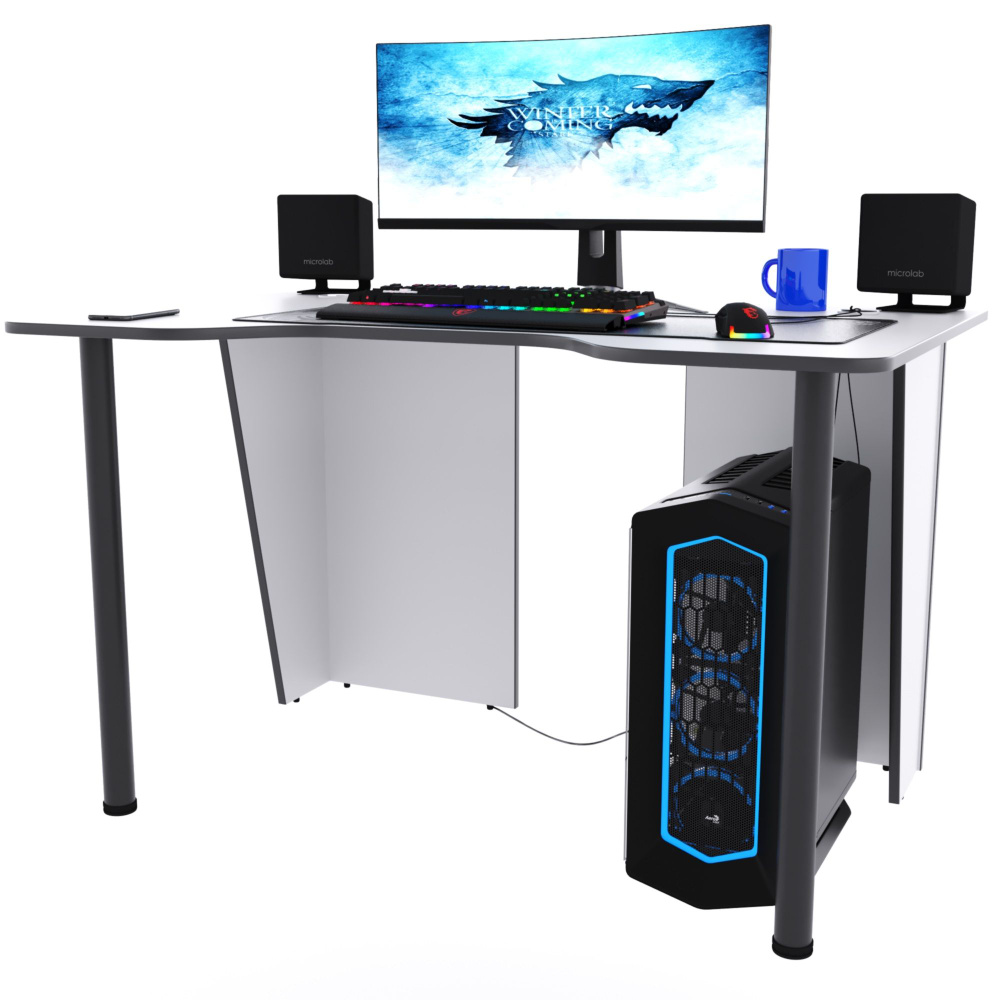Компьютерный стол "Лакер" 100 см - белый + чёрный #1