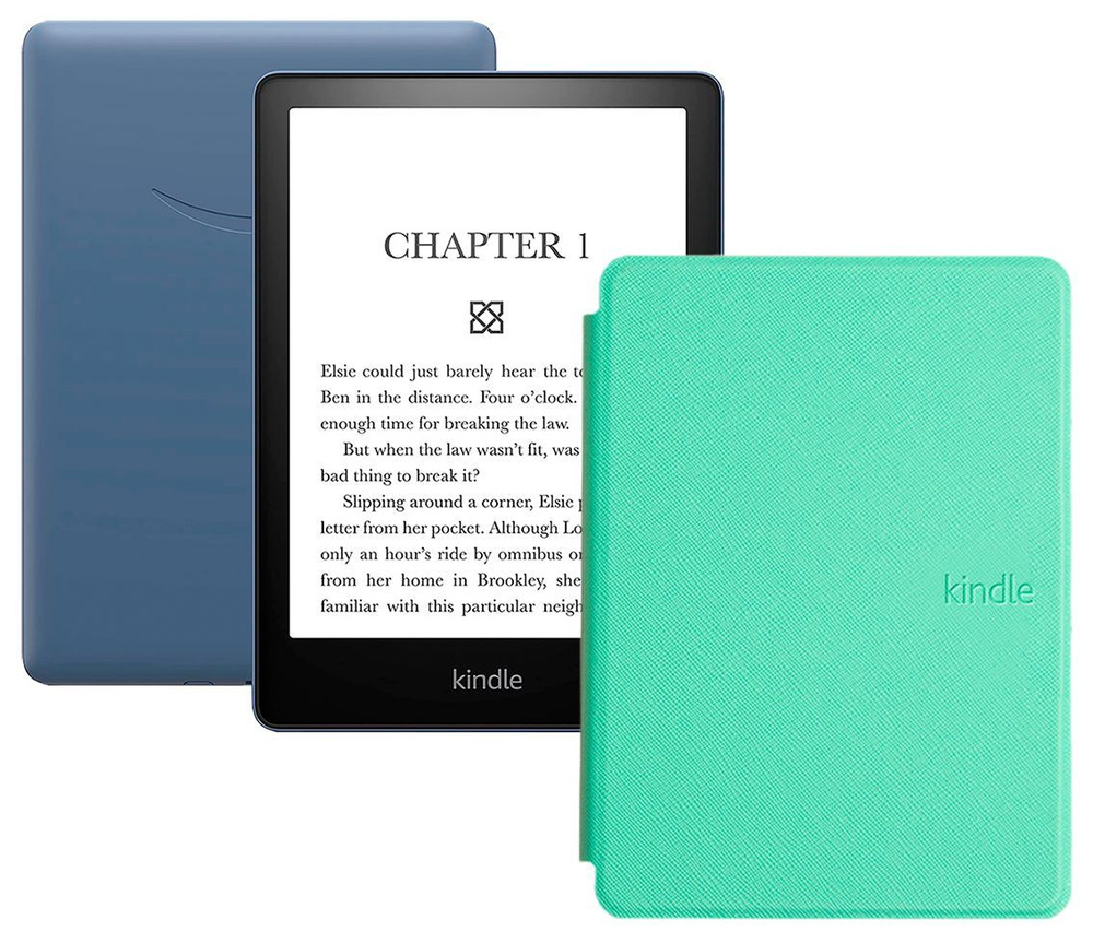 Amazon Kindle 6.8" Электронная книга PaperWhite 2021 16Gb SO Denim + обложка, синий, бирюзовый  #1