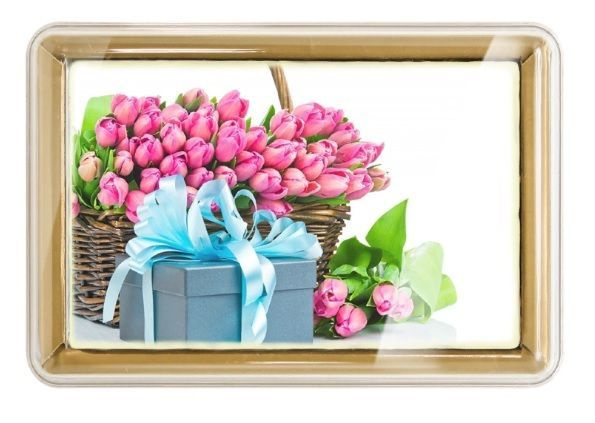 Пряник "Тюльпаны в корзине с подарком" #1