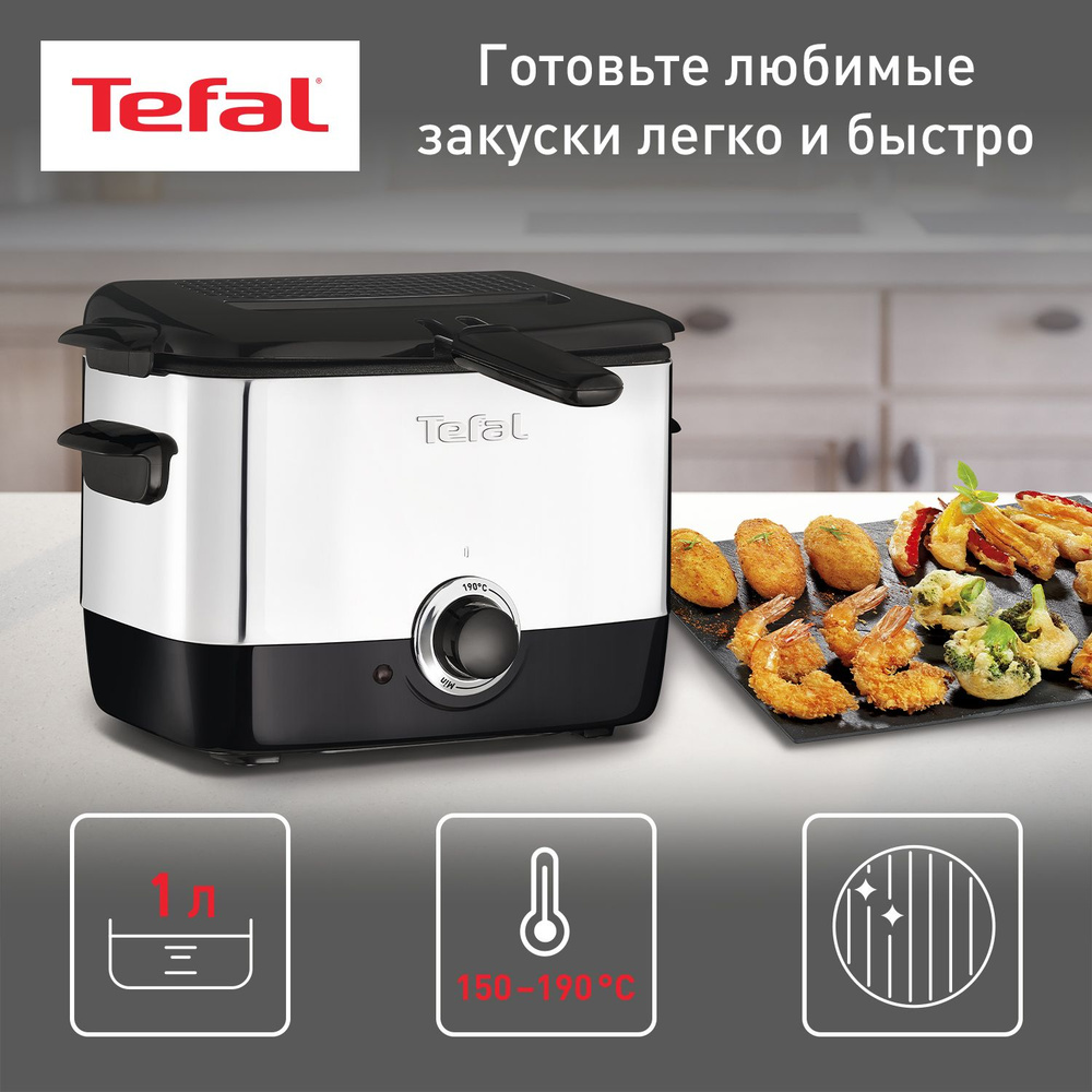 Фритюрница с антипригарным покрытием Tefal Minifryer FF220015, серебристый  #1