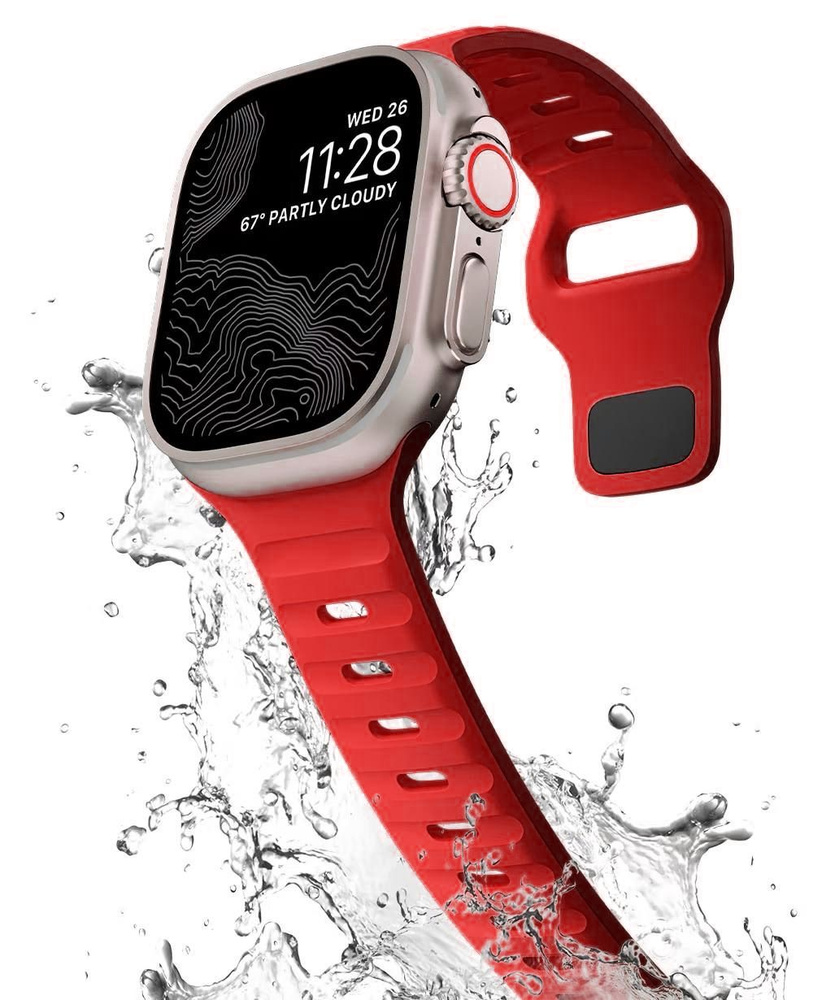Силиконовый ремешок, браслет для Apple Watch размер 42 44 45 49 mm, красный  #1