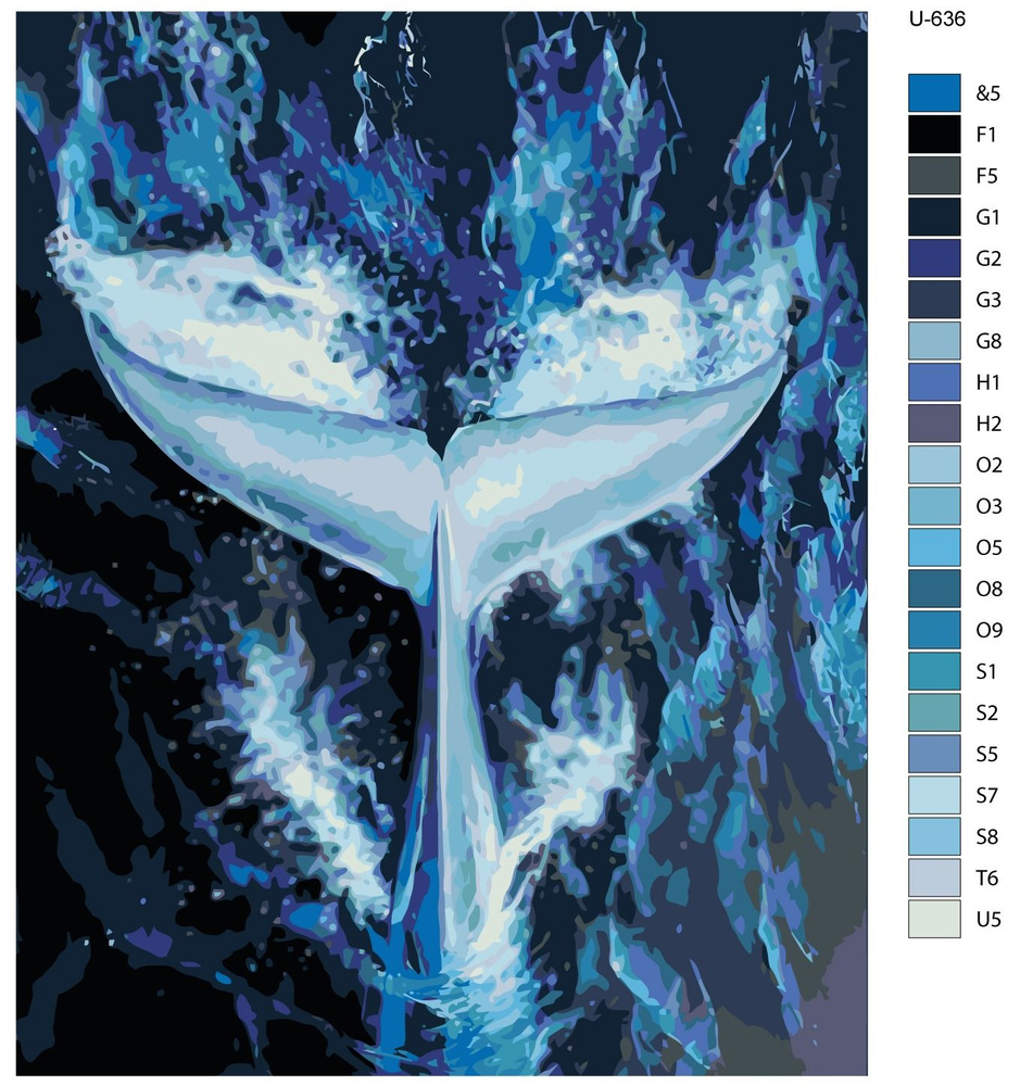Картина по номерам U-636 "Морская жизнь. Хвост синего кита" 40x50 см  #1
