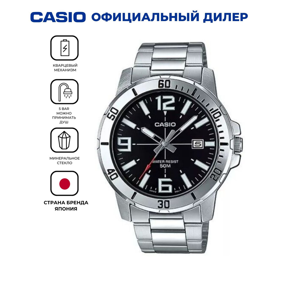 Японские мужские часы Casio MTP-VD01D-1B с гарантией #1