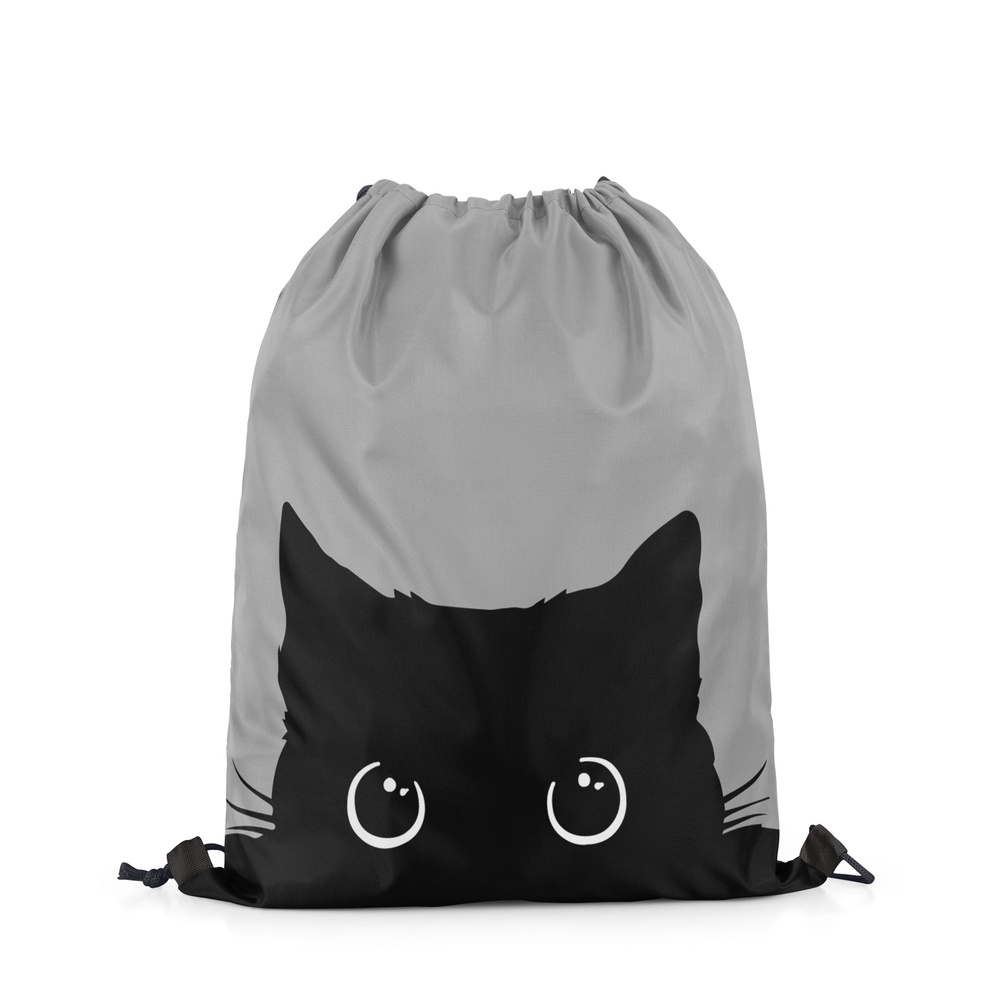 Водонепроницаемая сумка - мешок для сменной обуви / для школы / для спортзала Черная Кошка  #1