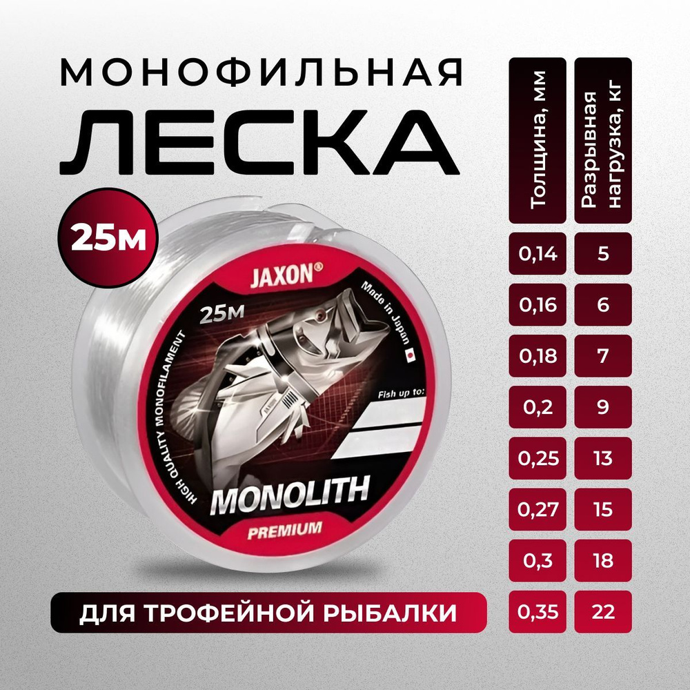 Леска рыболовная монофильная Jaxon Monolith 0.18 мм 150 м #1