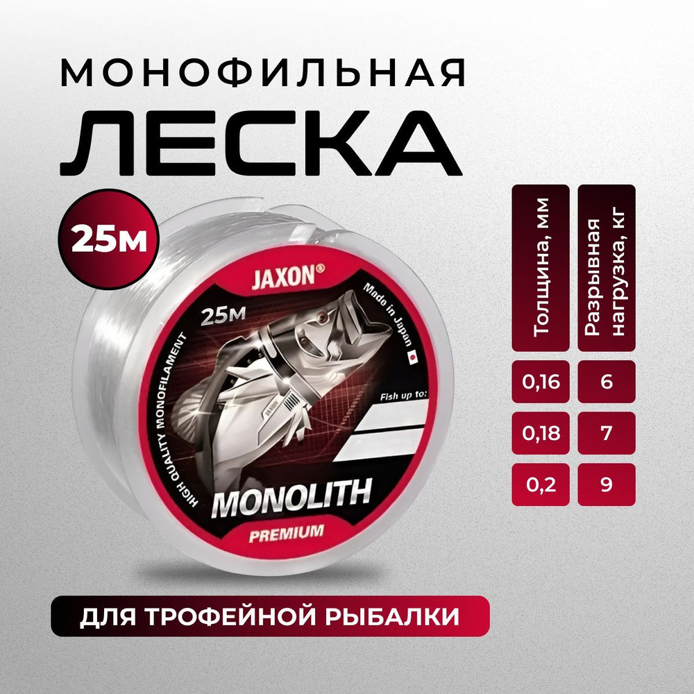 Леска рыболовная Jaxon Monolith premium 0.16 25m #1