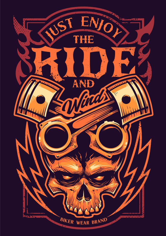 Наклейка Просто наслаждайтесь the ride biker art 15x10 см #1