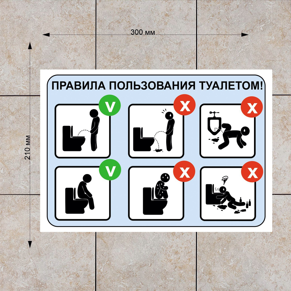 Табличка "Правила пользования туалетом", 30х21 см. #1