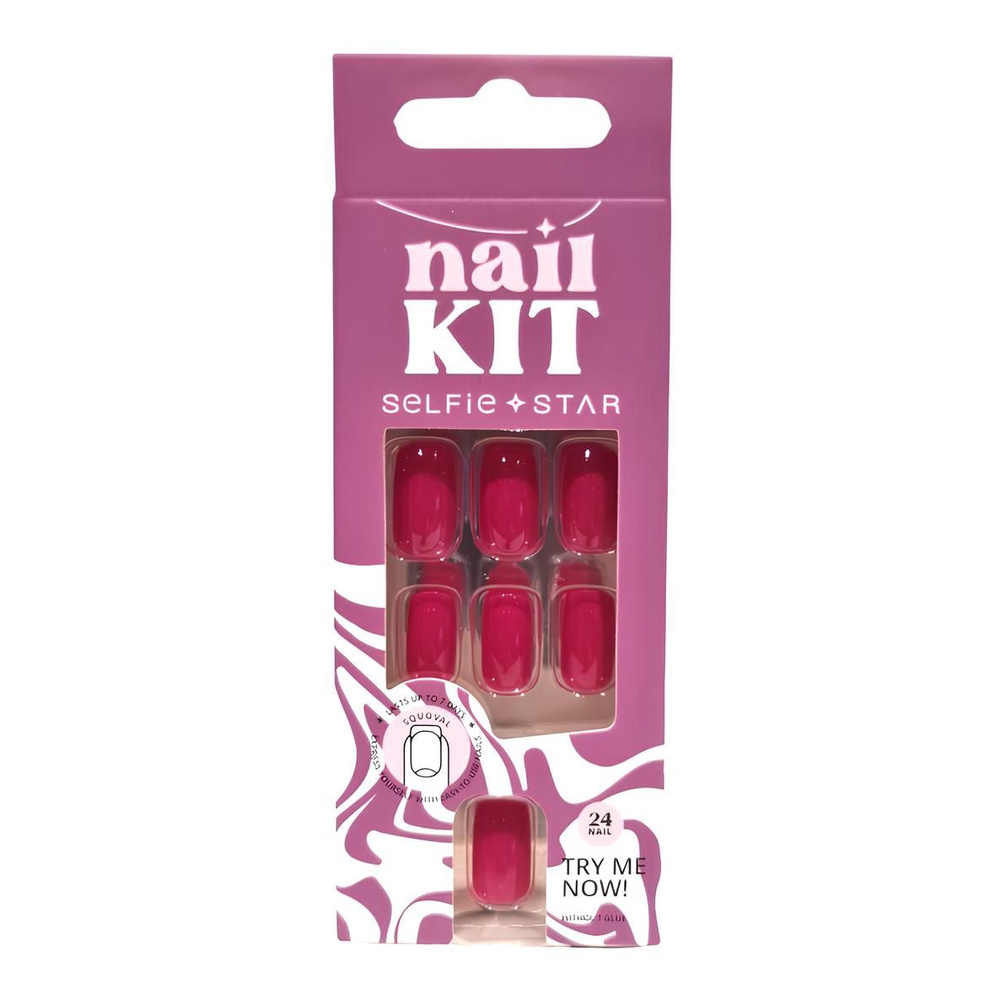 Набор накладных ногтей без клея Розовый стиль, короткая длина Selfie Star Nails kit without glue Bossy #1