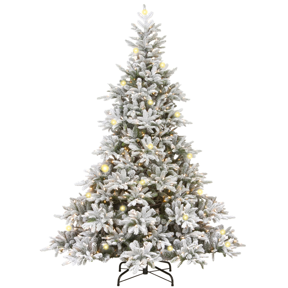 Искусственная елка с огоньками Андорра заснеженная 213 см, 400 теплых белых ламп, ЛИТАЯ + ПВХ  #1