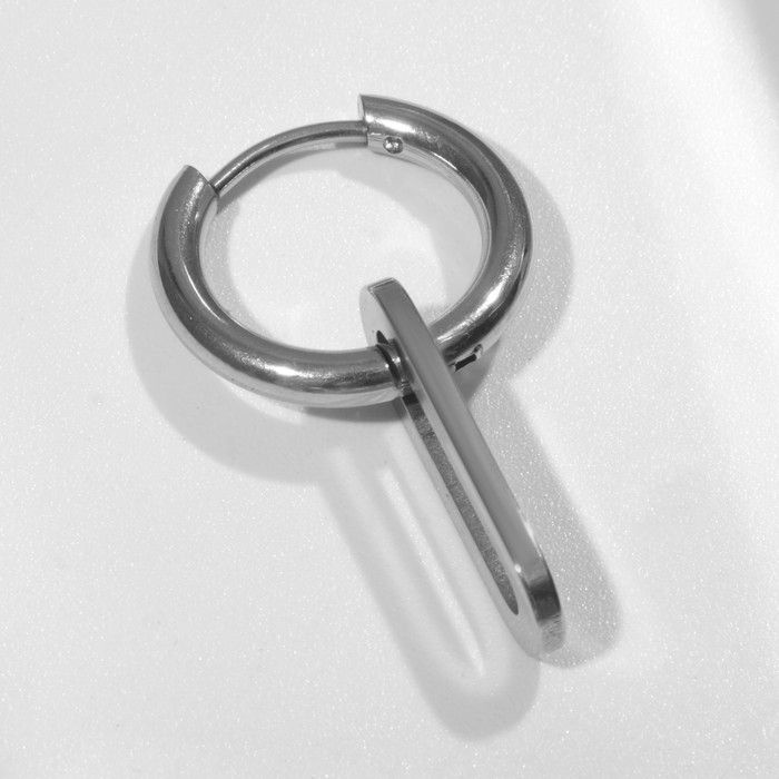 Пирсинг в ухо Кольцо со скрепкой, d-15мм, цвет серебро #1