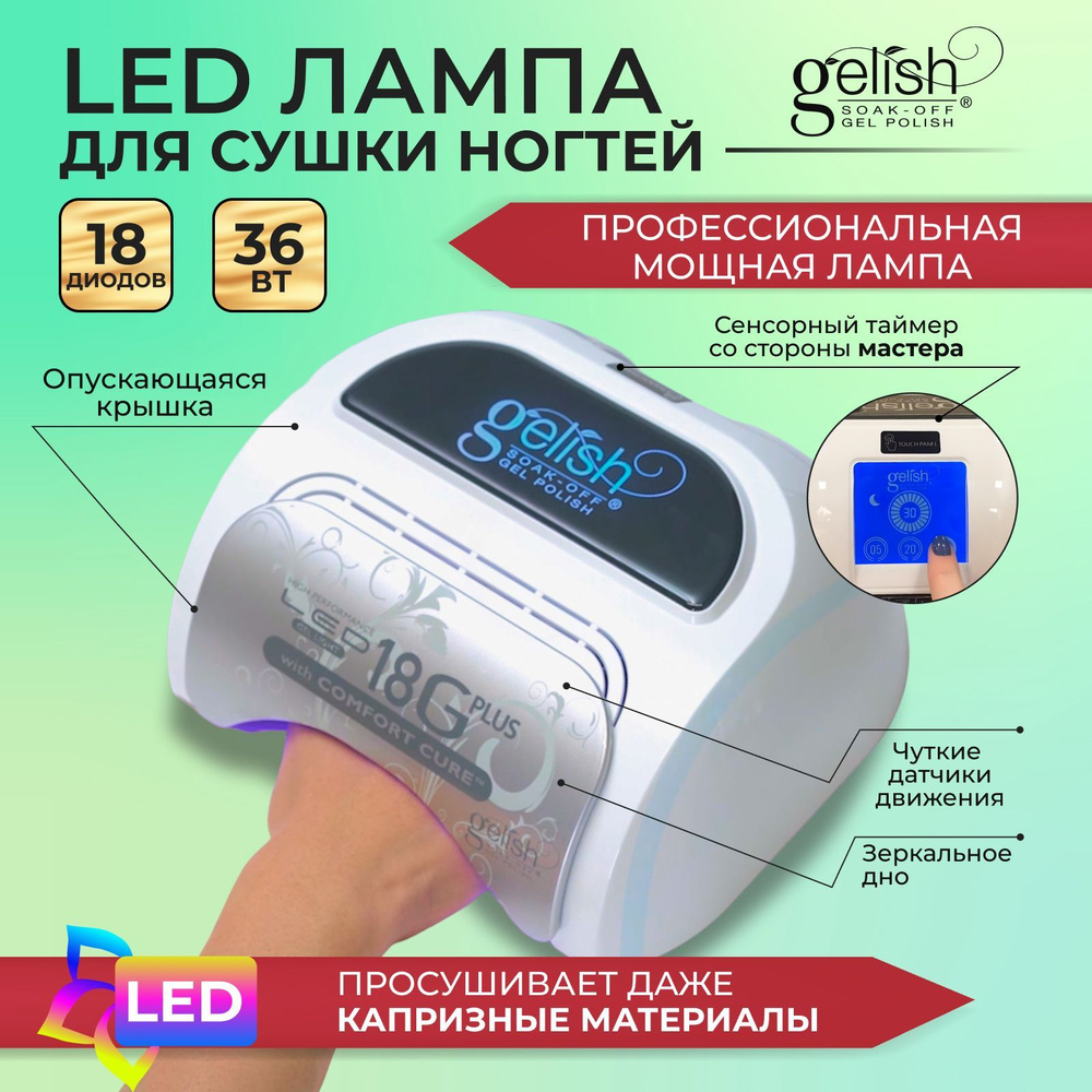 Лампа для маникюра профессиональная LED / Лампа для сушки ногтей 36 Вт 18G Plus  #1