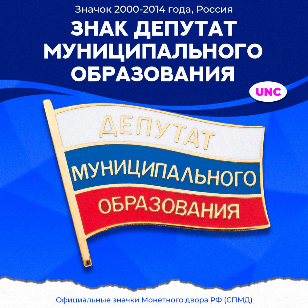 Значок "Депутат муниципального образования", латунь, эмаль, булавка. Россия, СПМД, 2000-2010 гг.  #1