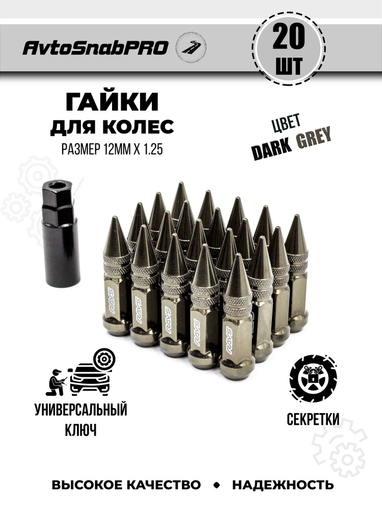 Secret Wheels Гайка колесная М12 х 1,25, 28 мм, 20 шт. #1