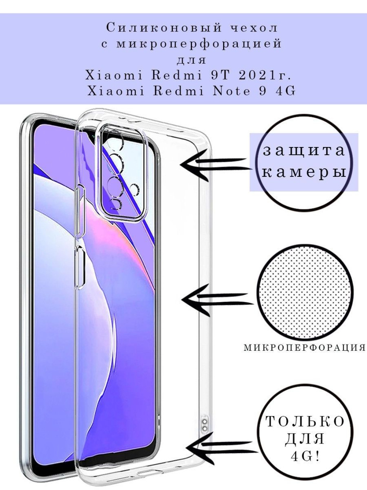 Чехол на Xiaomi Redmi 9T прозрачный с полной защитой камеры #1