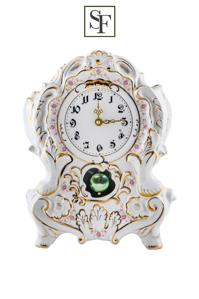 Часы каминные Leander "Мелкие цветы" 32 см, фарфор, Чехия #1