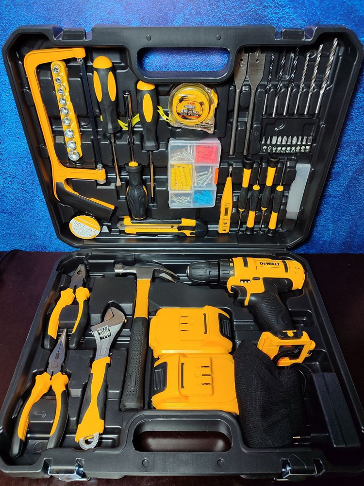 Шуруповерт DeWALT 21V с набором инструментов аккумуляторный, 21 В, 42 Нм/Дрель-шуруповерт Деволт  #1